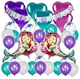 Happy Birthday Banner and Balloons for Mermaid Theme Party