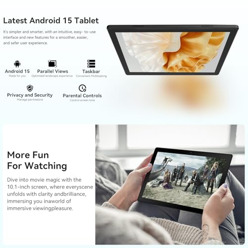 Image of Gleeso Tablet, 10 Inch Android 15 Tablet, 20GB RAM+64GB ROM+ 1 TB TF, 5000mAh Fast Charging Battery, HD Display, Widevine L1, Dual Camera, Face ID, Lightweight Portable Tablet for Work Entertainment