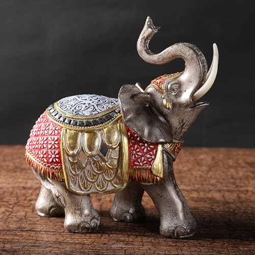 Juego de figuras de elefante de riqueza de Feng Shui, estatuas de resina para decoración del hogar, modernas esculturas de elefante negro y dorado, par de decoración de la suerte para prosperidad y