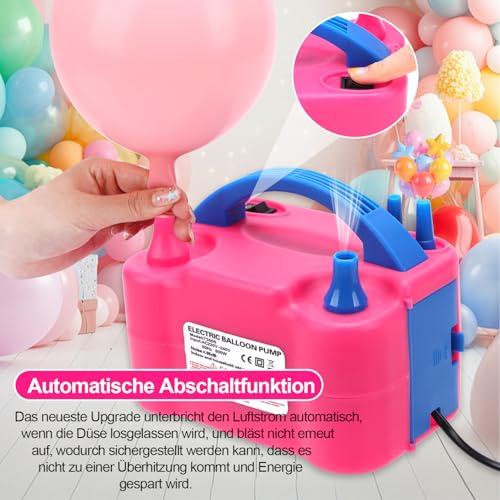 Luftballonpumpe Elektrisch,600W Elektrische Ballonpumpe Luftpumpe für Ballons,Doppeldüse Inflatorgebläse Tragbare Pumpe für… – Ansicht 2