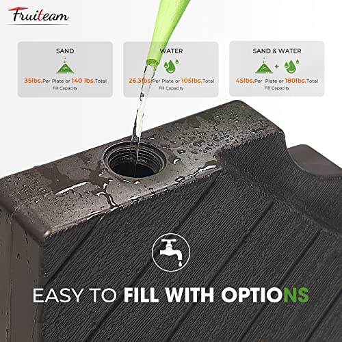 Image of FRUITEAM Patio Cantilever Umbrella Base Weight, 4-Piece Offset Umbrella Base Stand Heavy Duty, Wind-Resistant, Water & Sand Filled Base Up to 180 LBS