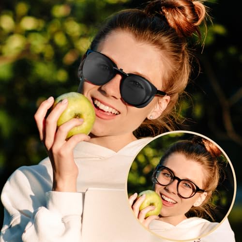 LVIOE 2 Pairs Polarized Clip On Sunglasses Over Prescription Glasses for Men Women Flip Up & Non-Flip Up Sun Glasses LS1032