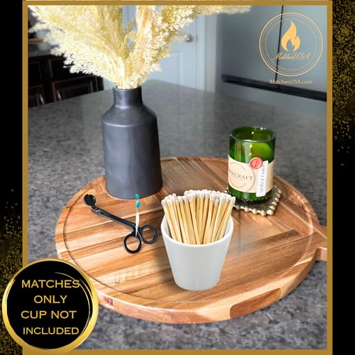 Image of 500 Count - 3 inch Long White Color Matches | Three Inch Coloful Loose Wooden Safety Match Sticks for Candle Display | Refill Decorative Jar Holder Bottle | Striker Included