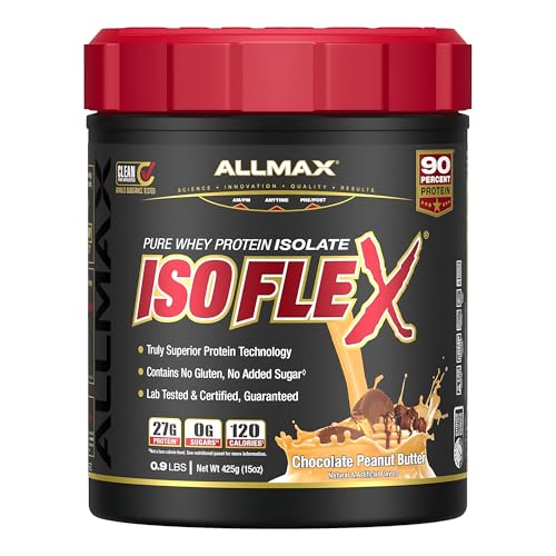 ALLMAX Nutritrion - ISOFLEX Whey Protein Powder, Whey Protein Isolate, 27g Protein, 0.9 Pound, Chocolate Peanut Butter