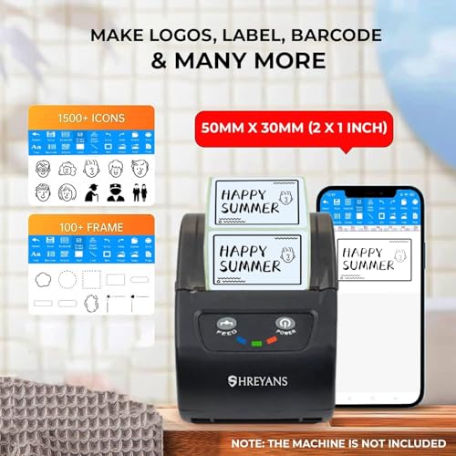 Image of Shreyans Direct Thermal Labels (Pack of 10, 50mm x 30mm - 500 Labels /Roll) - Non Tearable, Water Proof & Non Fade with Permanent Marking