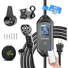 6m Type 2 Charging Cable, 3.6KW EV Charger Type 2, Electric Car Type 2 EV Charger, 6/8/10/13/16A Adjustable Current, Charging Cable Type 2, EV Charger with NEMA 6-20 Plug