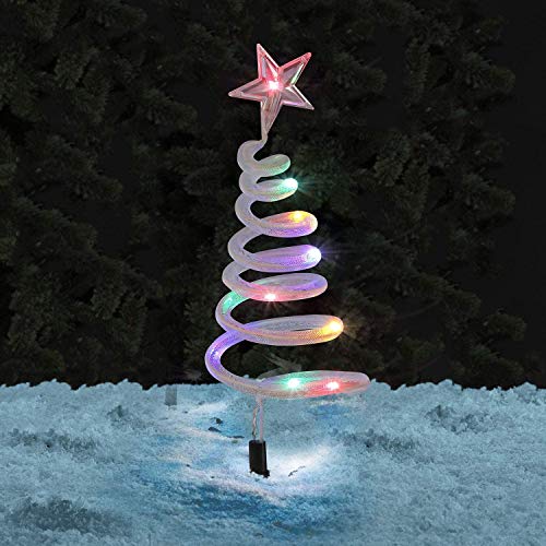 Spiral Christmas Stake Light, 4 Pack Christmas Tree Path Finders with 40 LED Solar Lights for Xmas Decoration, Pathway Lighting, Garden Landscape