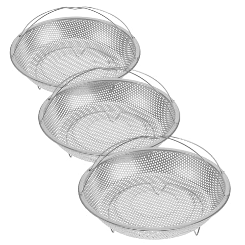 OSOLADY 3個 不??蒸し器バスケット点 密孔設計で蒸し 水切り 洗浄対応 家用多目的キッチンアクセサリー 耐久性と 性を兼ね備えた調理用蒸