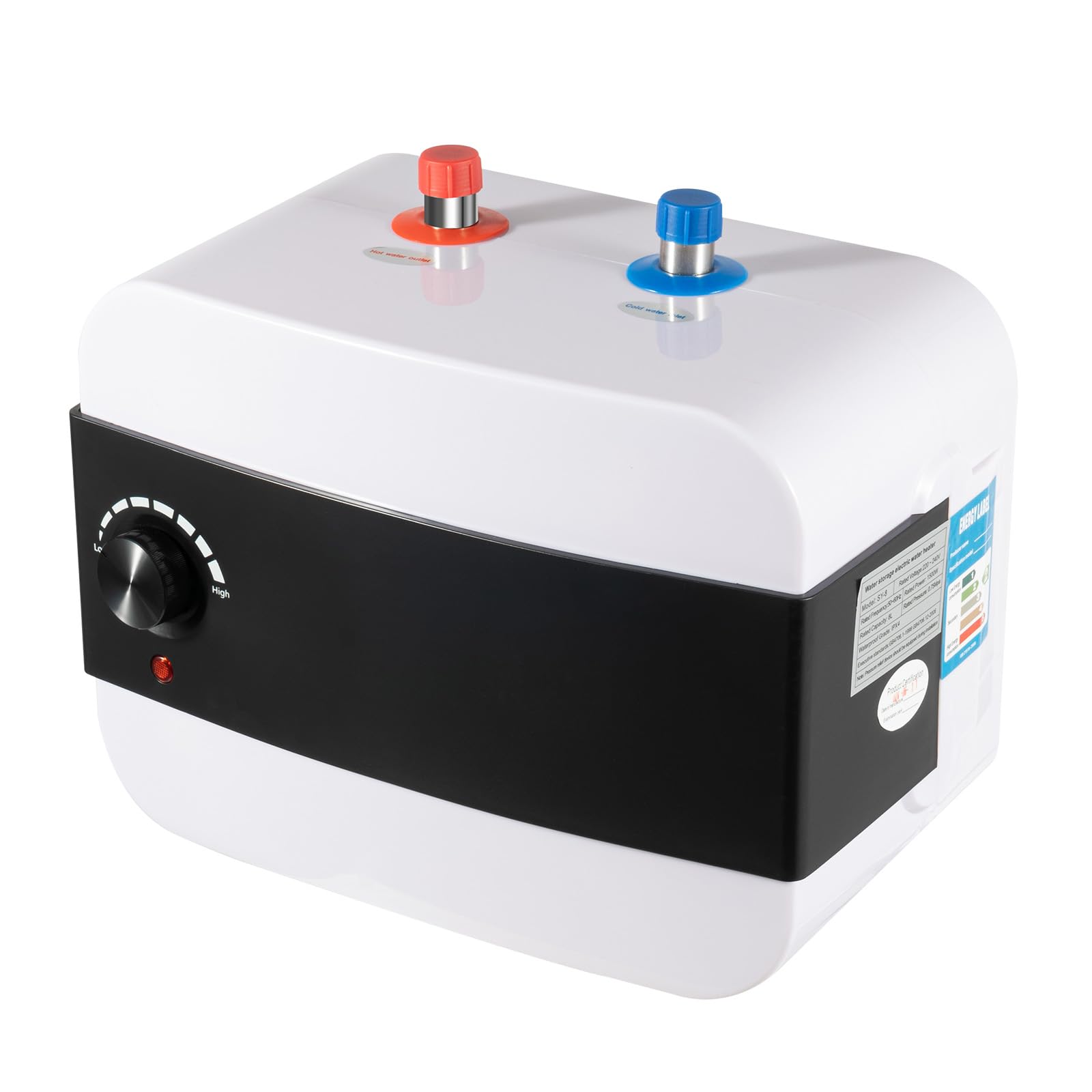 Scaldabagno, scaldabagno da 6 litri, piccolo serbatoio di acqua calda, per cucina, mini scaldabagno compatto, 1500 W, riscaldamento rapido, temperatura regolabile, per bagno, cucina, camper