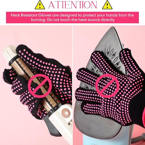 Image of Riyiper 15 Pairs Heat Resistant Gloves for Sublimation, Gloves for Heat Press with Silicone Bumps Applies to Resistant Work, Hair Styling, Universal Fit Size (Pink)