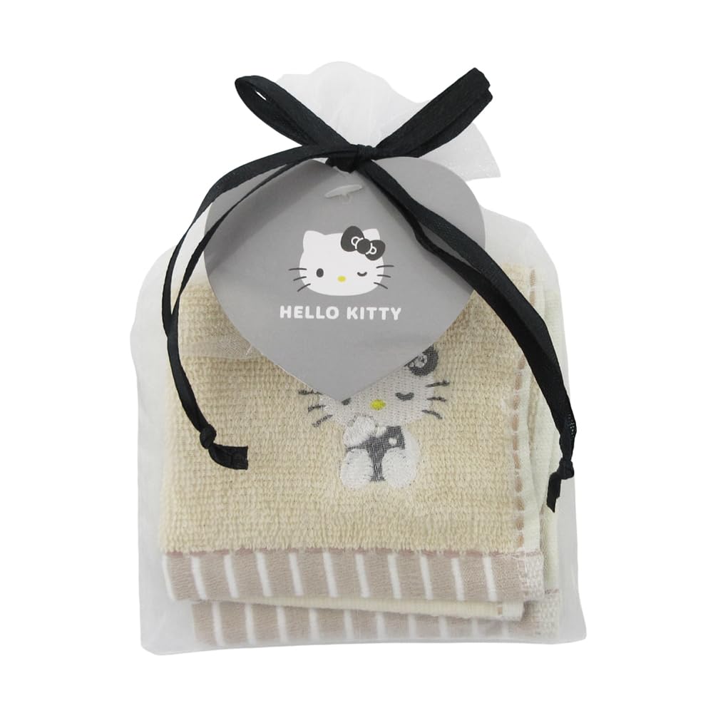 Amazon｜ハローキティ[ミニタオル]巾着入りタオルハンカチ/モノクロ