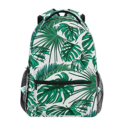 Green Tropical Palm Leaf Jungle Backpacks Travel Laptop Daypack School Bags for Teens Men Women