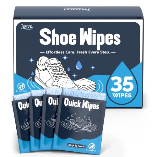 Jevvu Shoe Cleaner Wipes 35 Individually Wrapped Trainer Cleaning Wipes for Shoes Portable Shoe Wipes for White Shoes Leather & Rubber