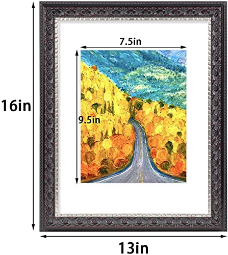 Image of Golden State Art, 11x14 Ornate Finish Photo Frame with White Mat for 8x10 Picture & Real Glass. Color: Black with Silver & Burgundy