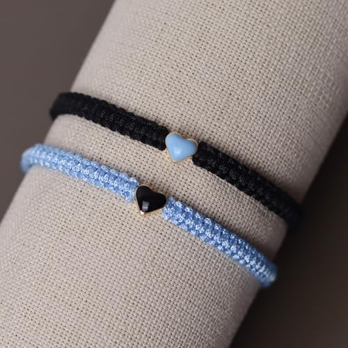 Set of 2 Colorful Heart Beaded Matching Bracelets for Couples and Friendships | Adjustable Couple Bracelets set | Friendships Bracelets set | Couples Gift for Anniversary | Best Friend Bracelets | Gift for Boyfriend Girlfriend | Valentines Gifts | Long Distance Bracelets for Partners2