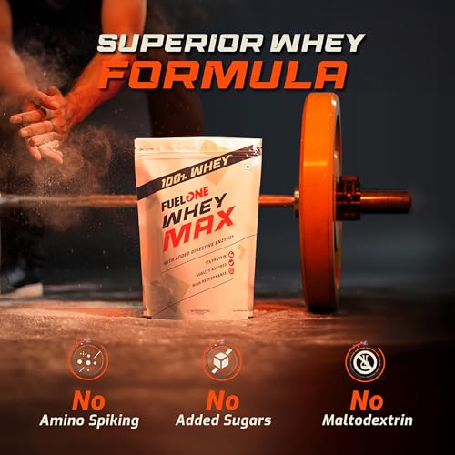 Image of FUELONE Whey Max (Kesar Thandai, 1kg / 2.2lbs), 27g Protein | Whey Protein Concentrate & Whey Protein Isolate
