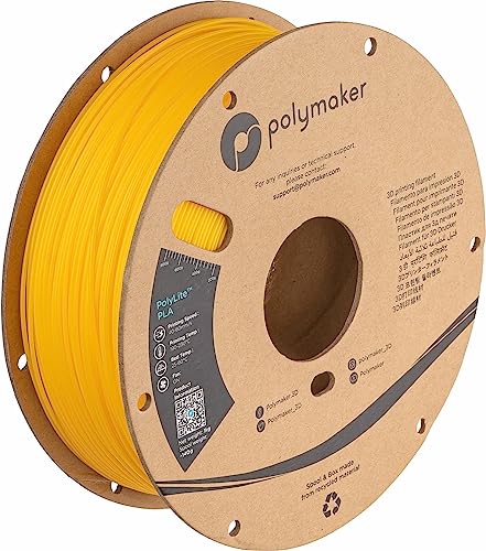 Image of Polymaker PLA Filament 1.75mm 1kg - Yellow 3D Printer Filament, PolyLite 3D Printing, Dimensional Accuracy + /- 0.03mm, Compatible With Most 3D Printers