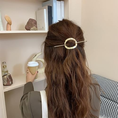 LZEDIRA 2 peças de grampos de cabelo de metal vintage presilhas geométricas garfo de cabelo dourado