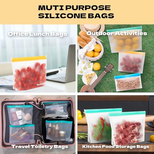 ReaGold 10 Stück Gefrierbeutel Wiederverwendbar, Ziplock Beutel wiederverwendbare gefrierbeutel, Silikonbeutel Zipper Beutel Sandwichbeutel Küche Beutel für Gemüse Milch Snacks Fleisch