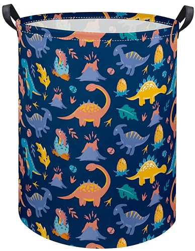 Image of HIYAGON Dinosaur Kids Laundry hamper Baby Hamper for Nursery Boy and Girl Kids Hamper Cute Storage Bin Organizer Dinosaur Room Decor for Home(Blue Dinosaur)