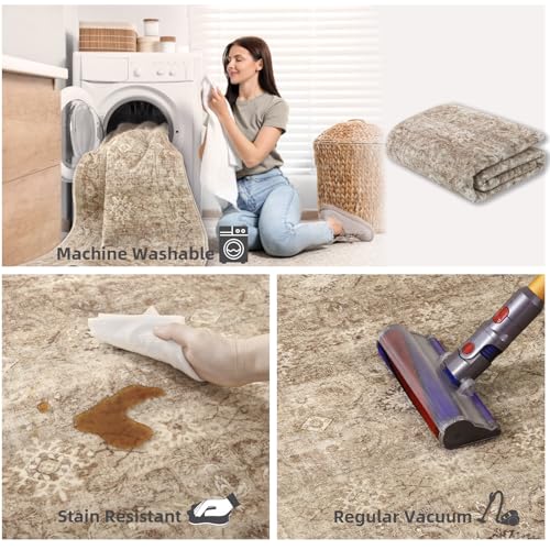 Runners for Hallways Kitchen Runner Rugs: 2'x 10' Washable Runner Rug Non Slip Long Floor Rug with Rubber Backing Faux Wool Distressed Soft Carpet Runners for Entryway Indoor Foyer Bedroom Farmhouse