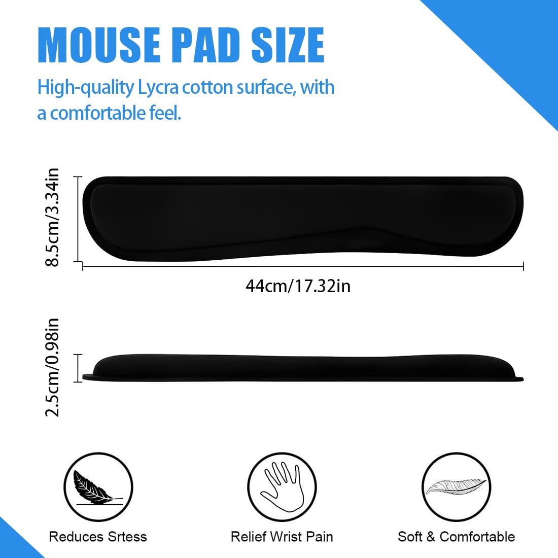 Ergonomic Wrist Rest with Anti-Slip for Keyboard and Numeric Keypad, Comfortable Typing Support