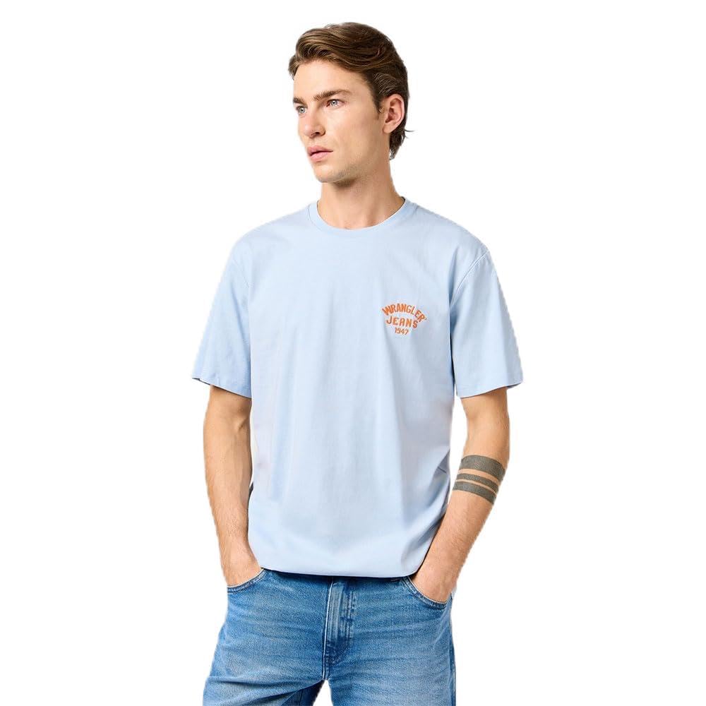 Wrangler Men's Small Logo Tee T-Shirt, Niagara Mist, L