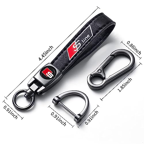 Image of YUIQIEUY Genuine Leather Car Keychain Key Chains Ring Accessories for Man and Woman Family Present Black