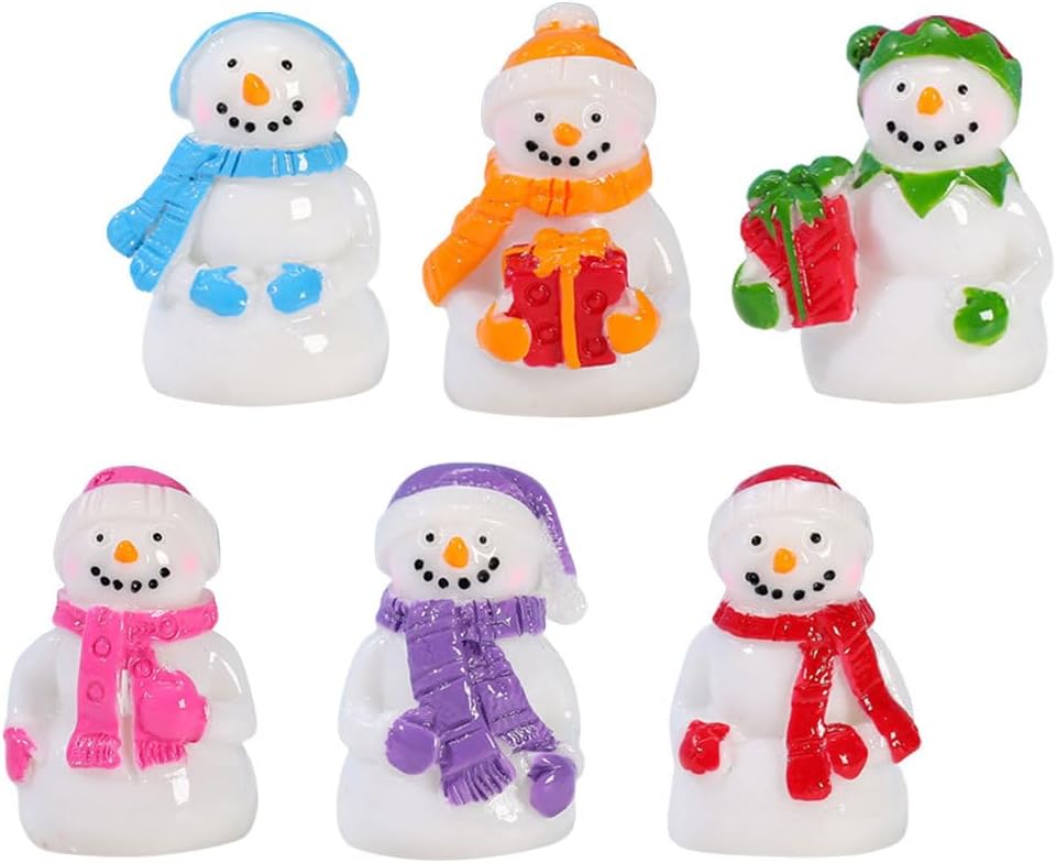 6pcs Christmas Micro Landscape Mini Figurine Resin Tray Christmas Ornament Mini Snowman Figurines Dollhouse Snowman Figurine Cakes Toppers Miniatures Accessories Xmas Decor - Image 4