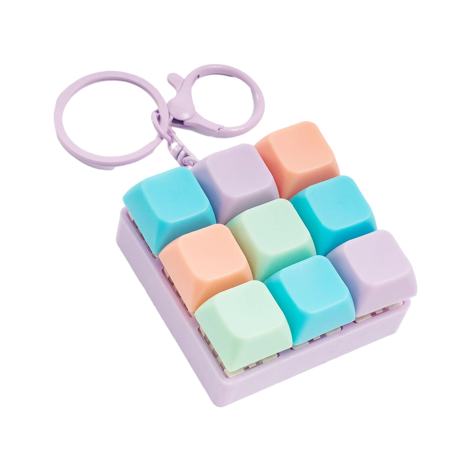 Maxtonser Small Keyboard Keychain Detachable Buttons Clicking Sound Stress Reliever Keycap Keyring for Adults Gifts