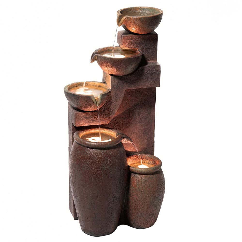 Primrose 101cm Bowl and Jars 4 Tier Water Feature With LED Lights
