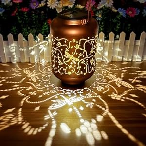 Solar Lanterns Outdoor Hanging Lantern Lights, Dragonfly Hollowed-Out Metal Decor Lantern, Waterproof LED Decorative Garden Light – Outdoor Garden Decoration for Patio, Yard, Pathway, Landscape