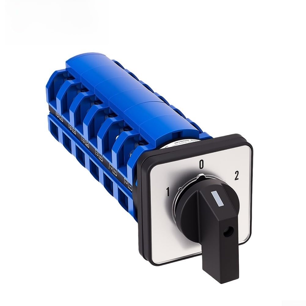 Interrupteur rotatif 63 A 3 positions 1-0-2 63 A contacts cuivre alliage argenté commutateur de charge 63 A pour machines industrielles automatisation sélecteur 63 A CA 440 V CC 240 V 6 bornes