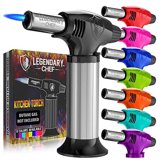 Culinary Cooking Torch - Kitchen Food Torch for Creme Brulee, Baking, Desserts and Searing- Butane Torch Lighter, Blow Torch for Cooking with Lock and Adjustable Flame (Butane Gas Not Included) Black