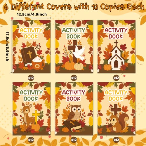 Bulk Fall Activity Books, 24Pcs Autumn Mini Games Coloring Booklet for Kids - image 3