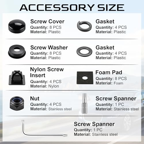 Image of LivTee Anti Theft License Plate Screws Kits for Securing Frames and Covers, M6 (1 /4 inch) Tamper Proof Screws, Fastener Nut, Caps Cover for Front Rear Frame Holder Mounting - Black