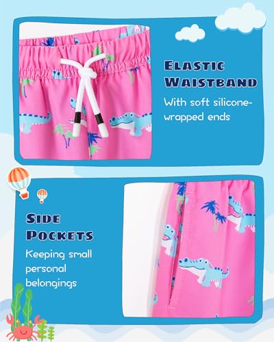Image of SURF CUZ Boys Swim Trunks with Boxer Brief Liner Toddler Boy Stretch Swimsuit Shorts Quick Dry Swimming Trunks Bathing Suit