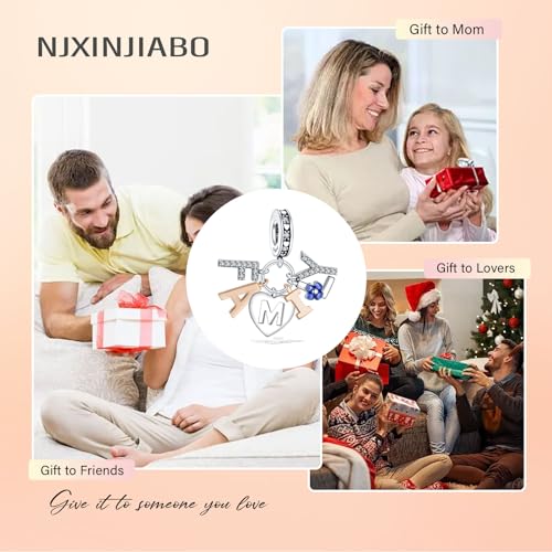 Image of S925 Sterling Silver Romantic Charm Pendant, Gifts for Family Friends Girlfriend, Valentine's Day Birthday Christmas Anniversary, Bracelet Necklace Bead Dangle Charm for Women Jewelry