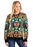 Adult Sugar Skull Halloween Sweater - S Black