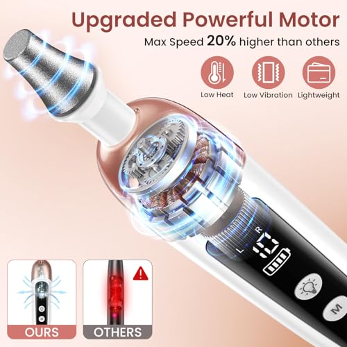 Maniküre/Pediküre Set, Nagelfräser, Kabellos Akku Elektrische Nagelfeile mit 6 Aufsätze zur Nagelpflege, Nagelfräser für Gelnägel mit 10 Geschwindigkeiten und LED Licht, Hände Fußpflege Fräser set