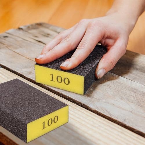 Image of Romeda 8-Pack Sandpaper Block, 100 Grits Washable and Reusable Handmade Sanding Sponge, Drywall Sandpaper Blocks for Wooden Drywall Sheetrock and Metal Glazing