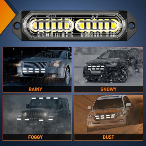 Image of Nilight 8PCS LED Strobe Lights 12V 24V Amber White Sync Feature Ultra Slim
