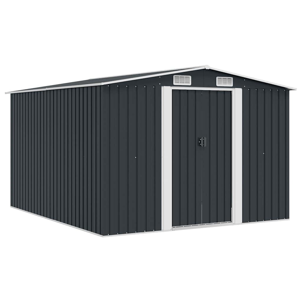 Gerätehaus Geräteschuppen Gartenhaus Garten Schuppen Metallgerätehaus Wetterfester Gartenschuppen für Fahrrad & Gartengeräte 257x298x178 cm Metall Anthrazit