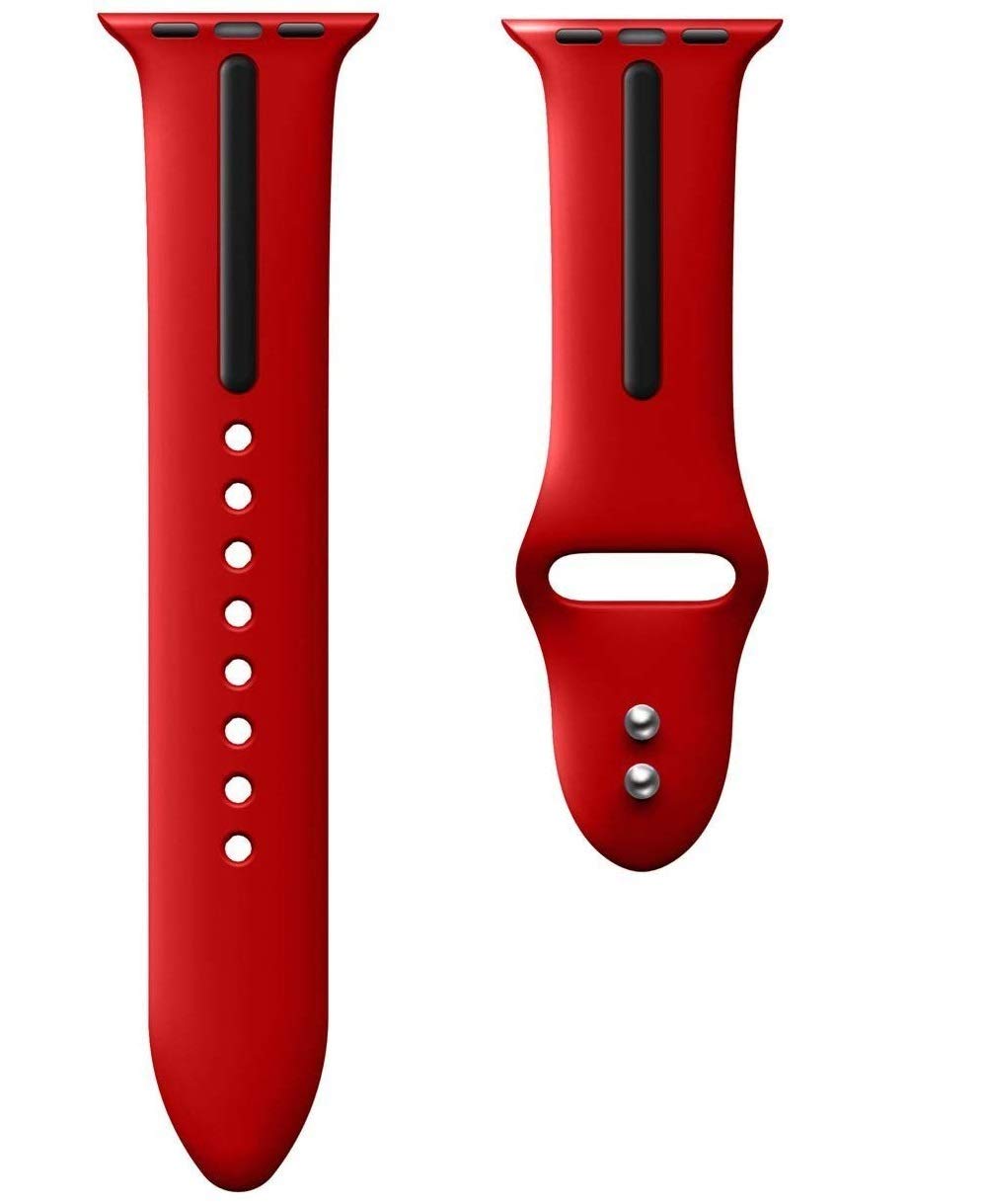 OBOE 38/40mm Sports Silicone Dual Color Watchband Breathable Strap Compatible with Apple Watch iWatch Series 5/4/3/2/1 (Red-Black) (B082G9T7RV) Amazon Price History, Amazon Price Tracker