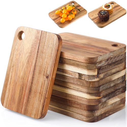 Juego de 12 tablas de cortar rectangulares de madera Acacia miniatura 1