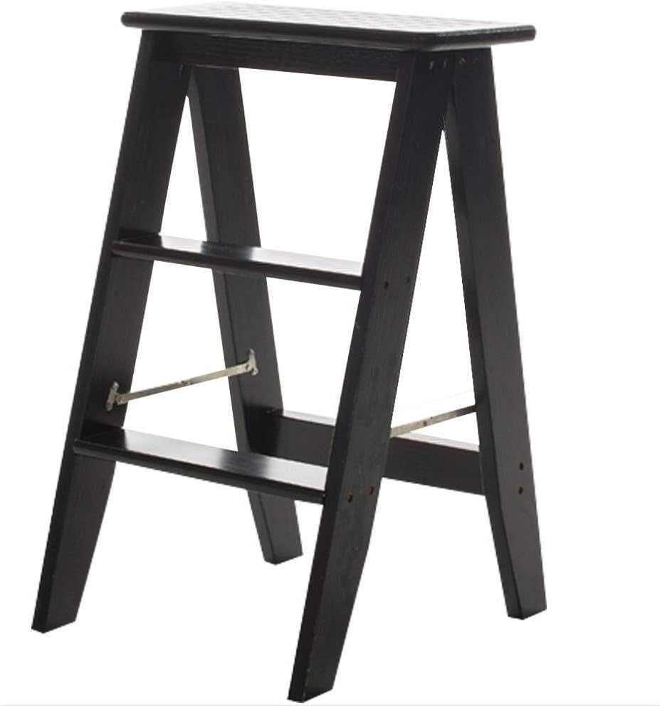 Moveable 3 Steps Ladder Thickening Wooden Stairs Chair Folding Step Stool for Living Room/Kitchen/Balcony Ladder Stool