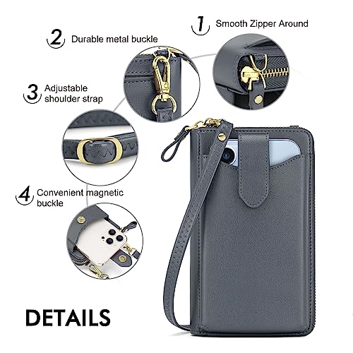 Image of Peacocktion RFID Crossbody Wallet Purse for Women Small Travel Cell Phone Purses Trendy Vegan Leather Bags with Card Slots