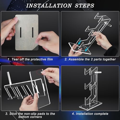FYY Game Controller Holder 3 Tiers - Universal Dual Controller Stand Headphone Holder, Acrylic Clear Controller Display Stand Compatible with Nintendo Switch Xbox PS5 PS4, Desk Mounts for Controller - Image 6