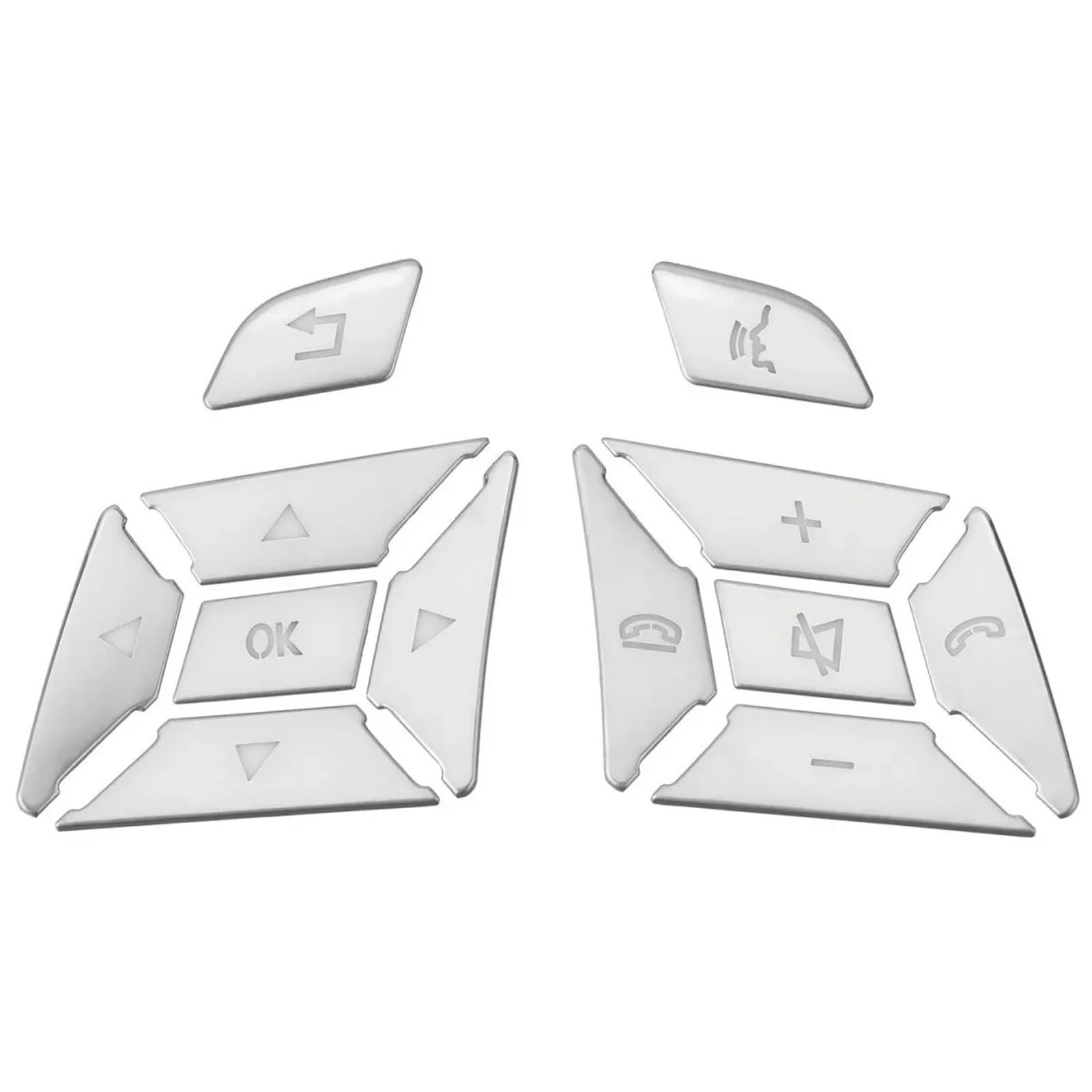 Dash Button Stickers Compatible with Benz for W176 for W246 W212 W204 Car Steering Wheel Button Cover Trim Switch Decoration(Silver)