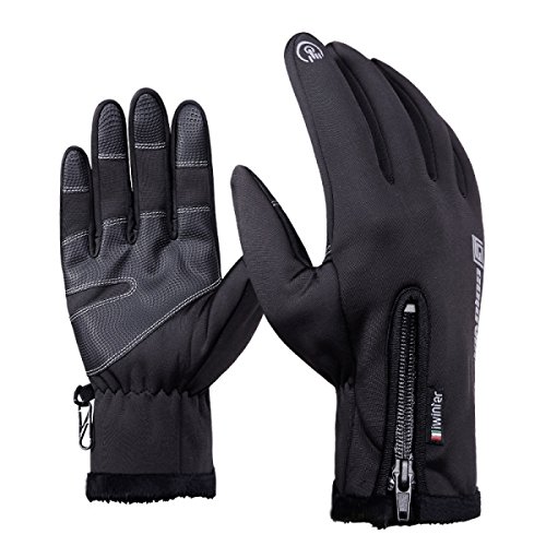 GOZAR Impermeable Guantes De Pantalla Táctil para Motos Ciclismo Esquí Hombres Negro S M L XL 2XL - 2XL